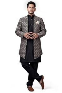 Amzira Mens Stylish Ethnic Black Kurta Pajama