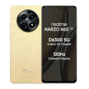Amber Gold Realme NARZO N65 5G with 4GB RAM and 128GB storage, promoted with special festival offers.