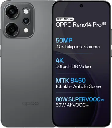 OPPO Reno 14 Pro 5G Titanium Grey 50MP, 50MP, 50MP Triple Camera 50MP Front Camera 5G Mobile Phone Under Rs 55000