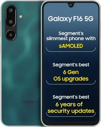 Samsung Galaxy F16 5G Glam Green, 50MP, 5MP, 2MP Triple Rear Camera 13MP Front Camera Mobile Phone Under Rs 15,000